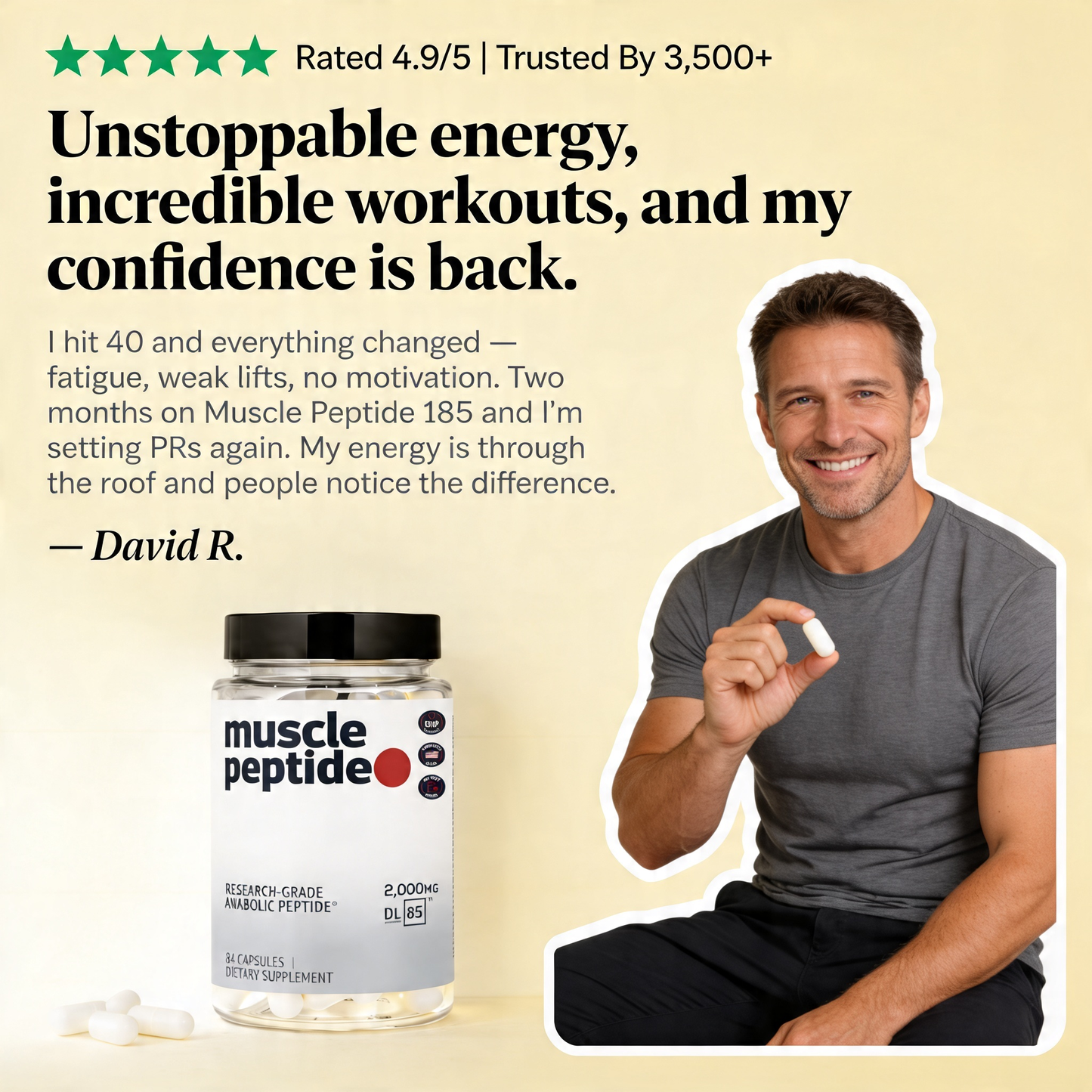 MUSCLE PEPTIDE 185 SUPPLEMENTS BUILD LEAN MUSCLE 3X FASTER.